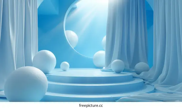 Abstract Light Blue Stage with Round Decorative Elements