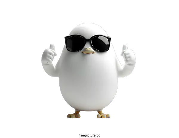 [Transparent Background PNG]Cool Cartoon Bird with Sunglasses Giving Thumbs Up