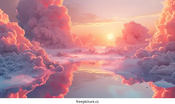 Dreamy Sunset Over a Sea of Clouds