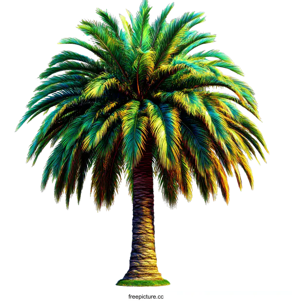 [Transparent Background PNG]Vibrant Colorful Palm Tree Illustration