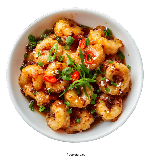 [Transparent Background PNG]Spicy Honey Garlic Glazed Prawns