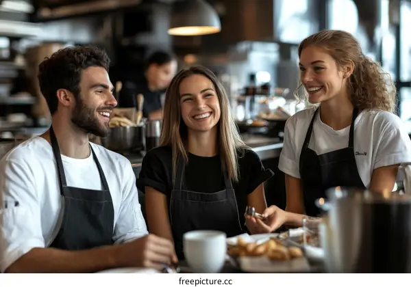 Happy Cafe Staff Enjoying a Break