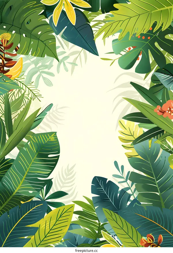 Tropical Leaves Border Illustration