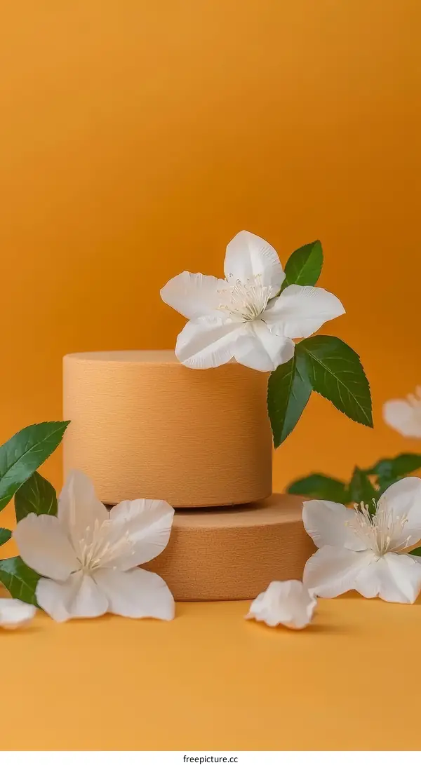 Elegant Peach-Colored Display with White Flowers