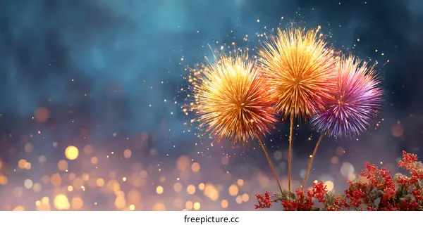 Colorful Fireworks Explosion Illustration Background