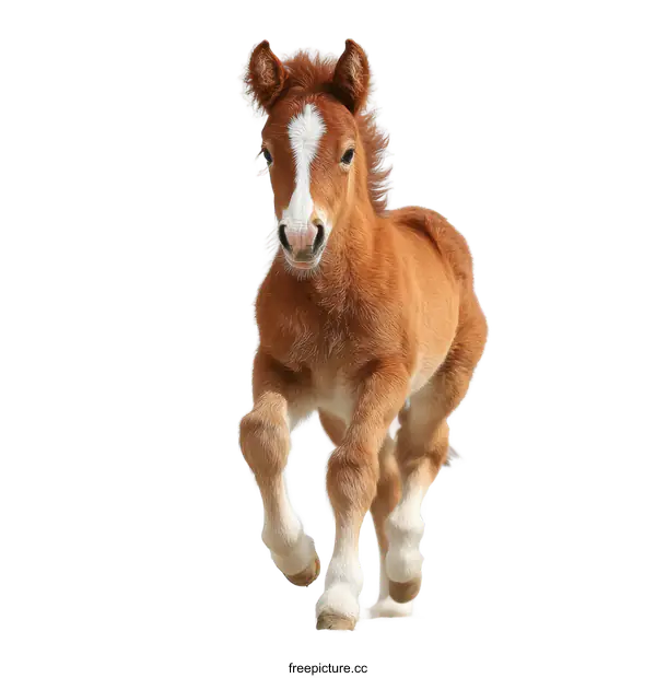 [Transparent Background PNG]Adorable Baby Foal in Motion