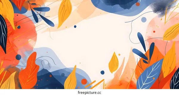Abstract Watercolor Background With Leaves