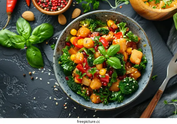 Roasted Pumpkin and Chickpea Salad with Pomegranate