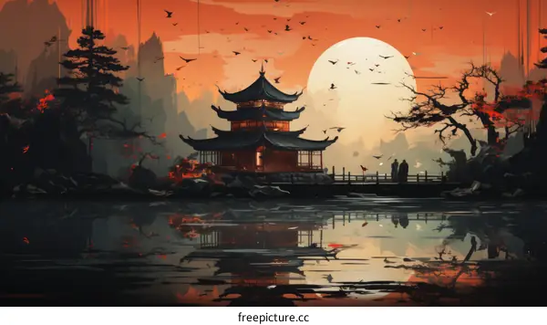 Tranquil Evening at the Lake House