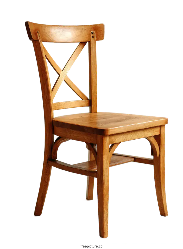 [Transparent Background PNG]Wooden Chair with X-Back Design