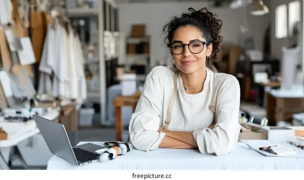 Creative Entrepreneur Working in a Stylish Studio
