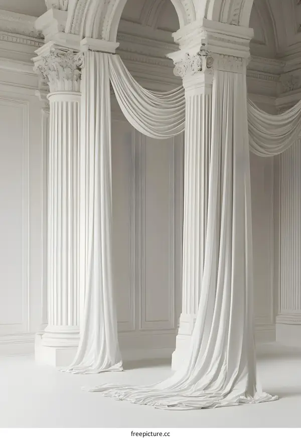White Drapes in a Classic Architectural Setting
