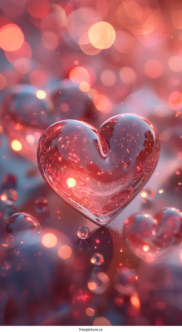 A crystal clear heart shines under the lights