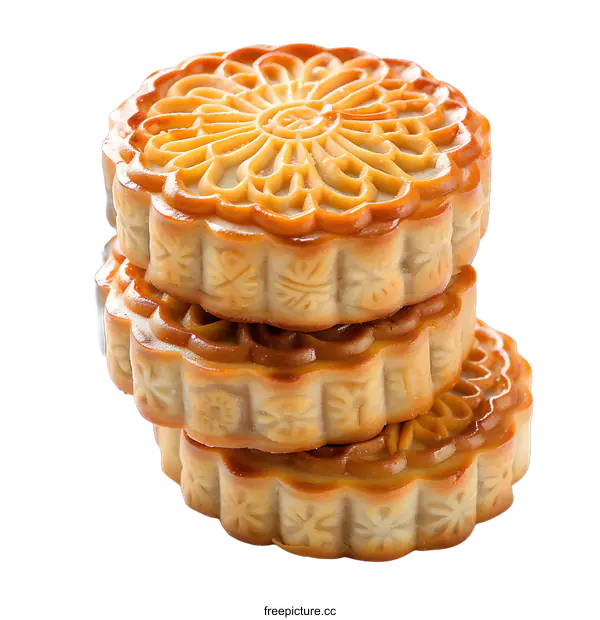 [Transparent Background PNG]Three Chinese mooncakes
