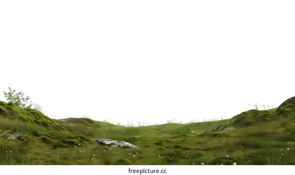 Green Grassy Field with White Sky