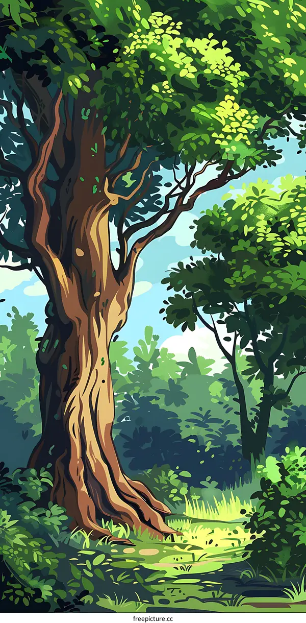 Forest Background with Big Tree