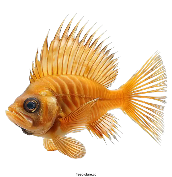 [Transparent Background PNG]Realistic Golden Fish on White Background