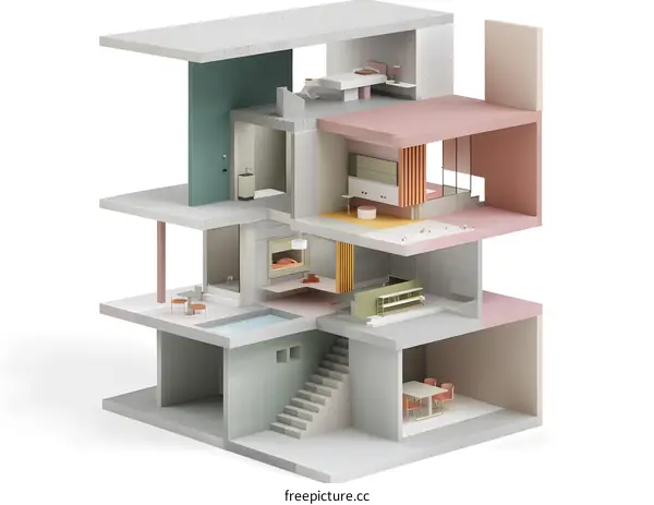 Modern Minimalist Home Design with Cross Section