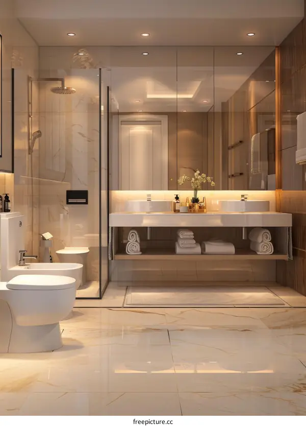 Modern Luxury Bathroom Design with Elegant Fixtures
