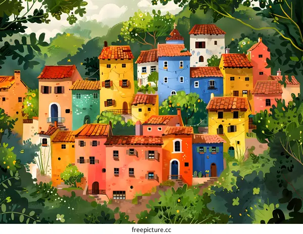 colorful houses on a hill