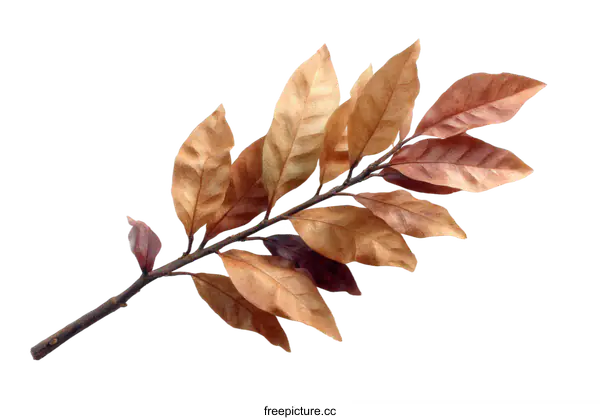 [Transparent Background PNG]Dried Autumn Leaves on a Branch