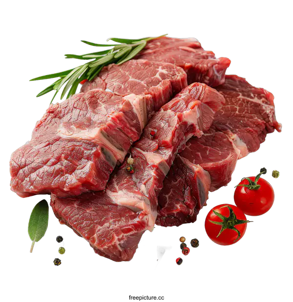 [Transparent Background PNG]Fresh Raw Beef Steaks on transparent background