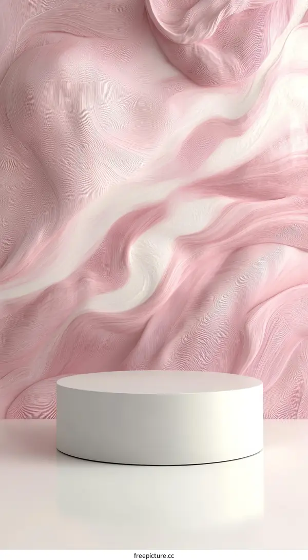 White Display Podium Against Pink Abstract Background