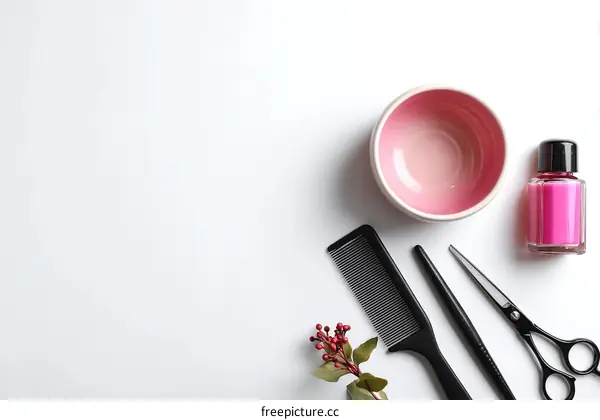 Hairdressing Tools and Supplies on White Background