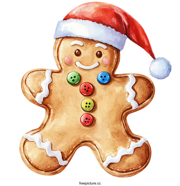 [Transparent Background PNG]Watercolor Illustration of a Gingerbread Man