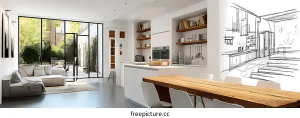 Modern Kitchen Design with Courtyard View