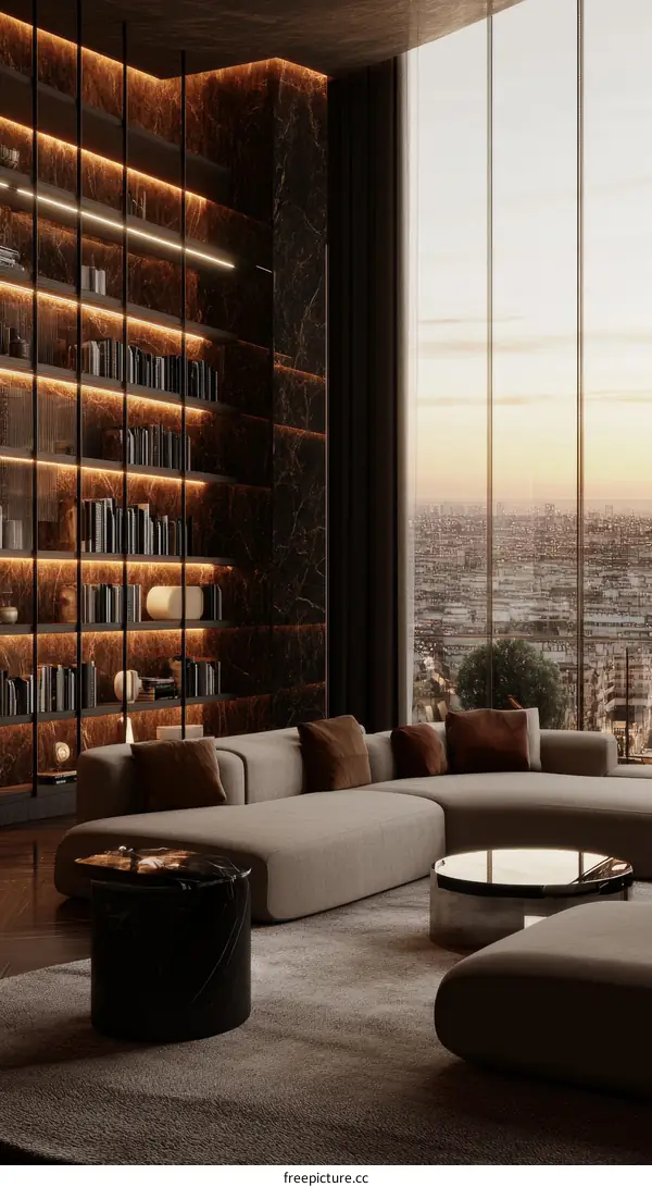 Modern Luxury Living Room with City View