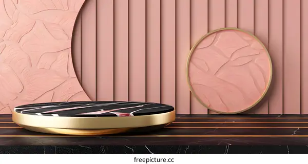 Golden Marble Product Display Background With Pink And Gold