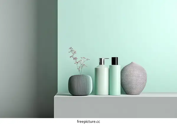 Mint Green Aesthetic Display with Decorative Items