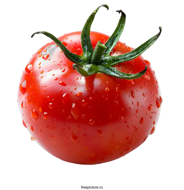 [Transparent Background PNG]single tomato with water drops