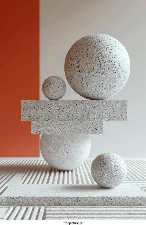 spheres balancing on a rectangular block