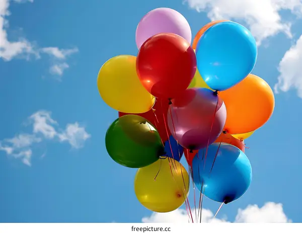 Colorful Balloons Floating in the Blue Sky