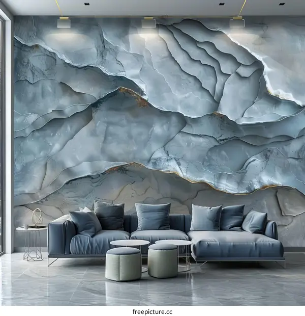 Stunning Blue and Gray Marble Texture with Golden Veins