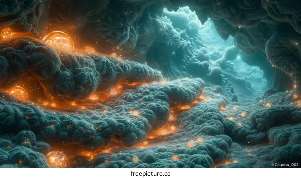 Mystical Cave with Glowing Crystals