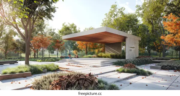 Modern park with an outdoor yoga area