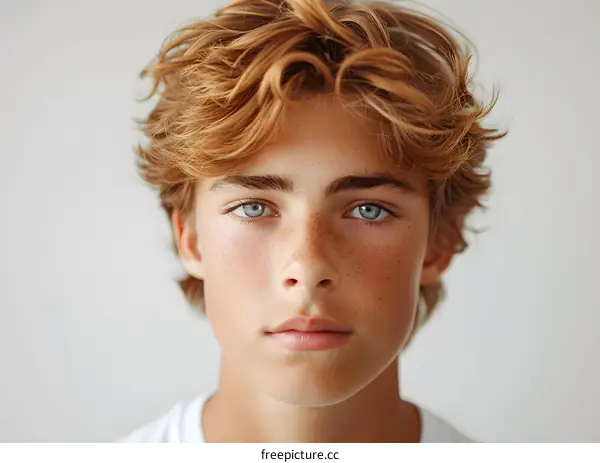 Portrait of a Young Man with Red Hair and Blue Eyes