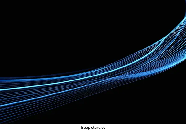 Abstract Light Blue Curves on Black Background