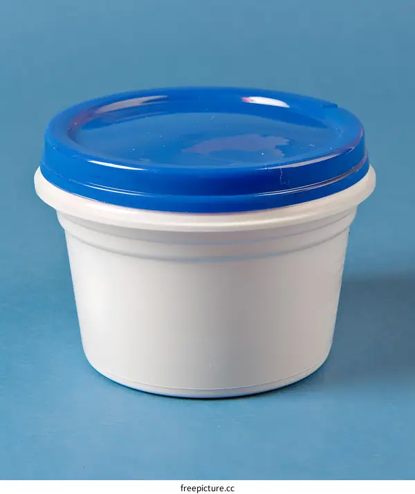 White Plastic Container with Blue Lid