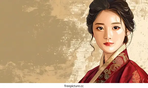 Portrait of a young Korean woman in traditional dress