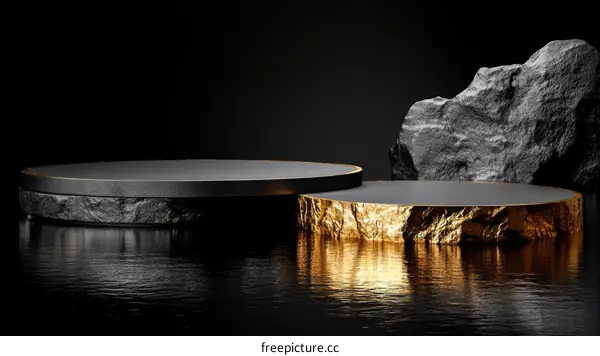 Luxury Black and Gold Product Display Podium