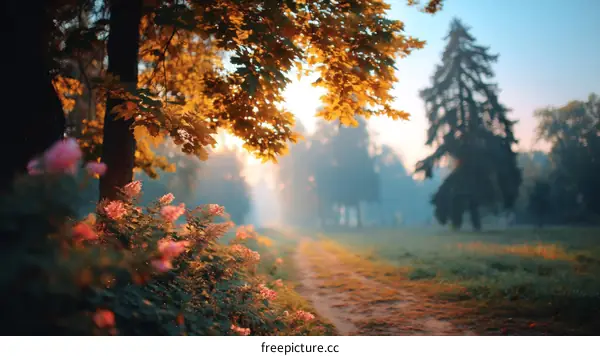 Golden Sunrise Path Through the Park