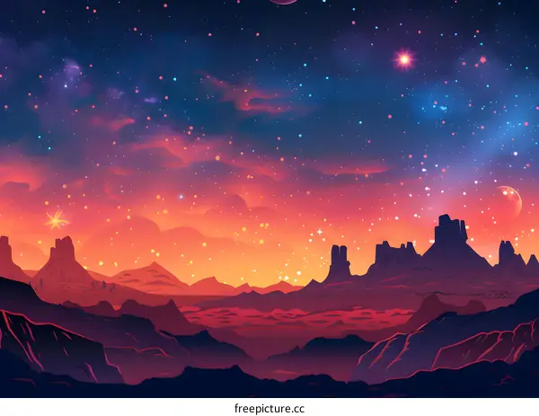 Sci-fi Planet Sunset