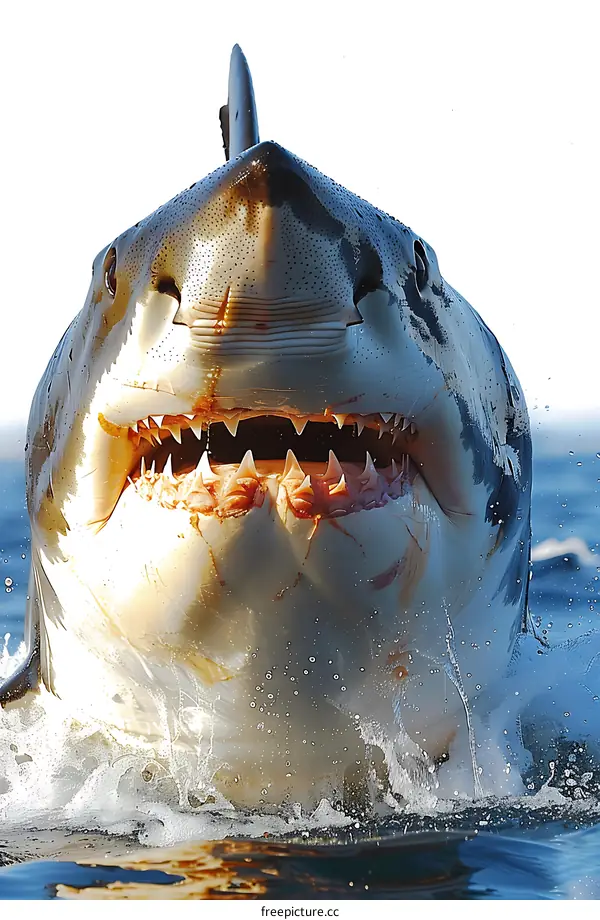 great white shark closeup