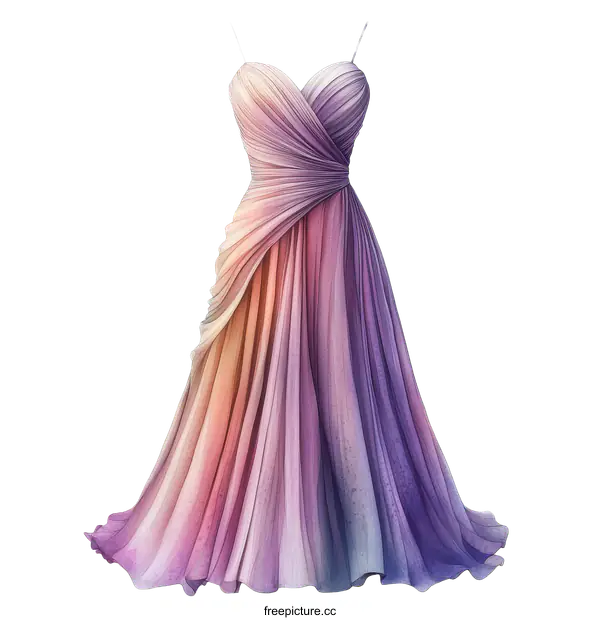 [Transparent Background PNG]Colorful Gradient Design Evening Dress Illustration