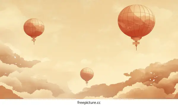 Vintage Hot Air Balloons in a Pastel Sky