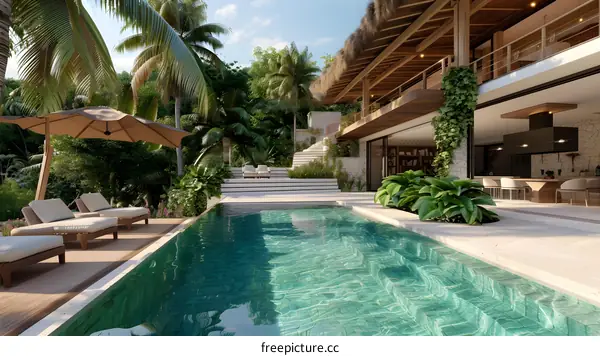 Tropical Villa with Swimming Pool and Patio